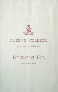Foundation Day Programme 1901 Program front cover