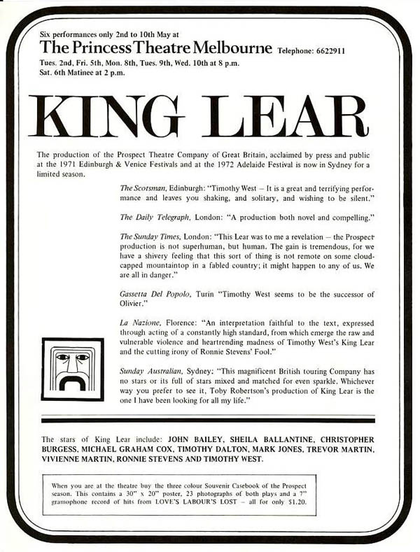 King Lear 1972 Flyer